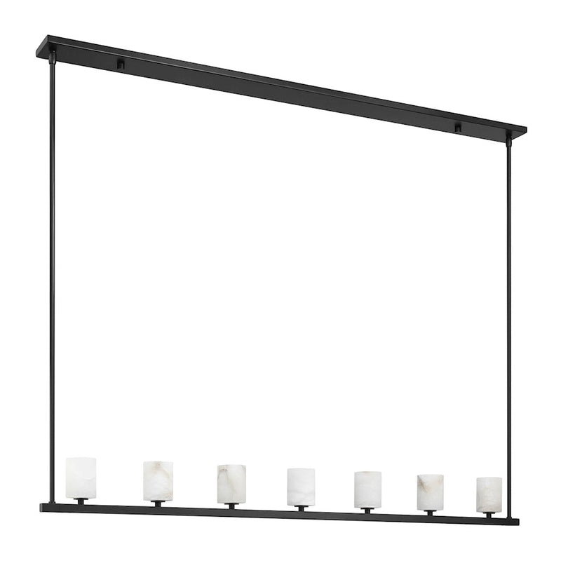 Crystorama Aragon 7 Light Linear Chandelier, Matte Black/White