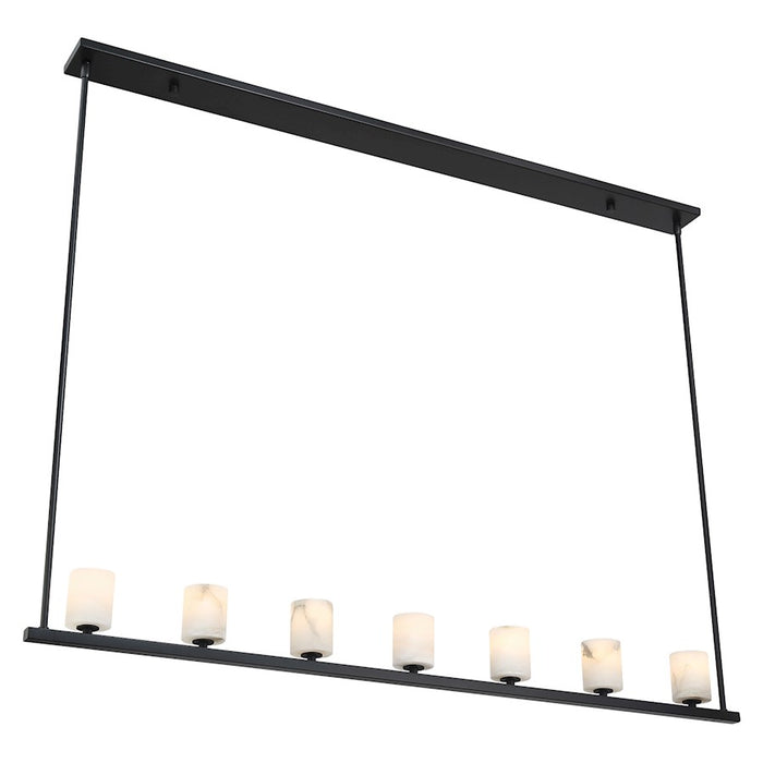 Crystorama Aragon 7 Light Linear Chandelier, Matte Black/White