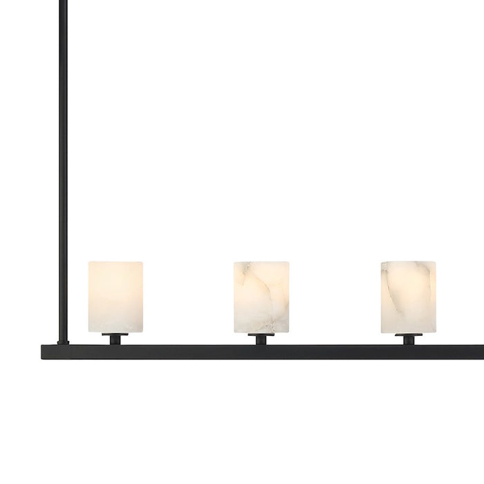 Crystorama Aragon 7 Light Linear Chandelier, Matte Black/White