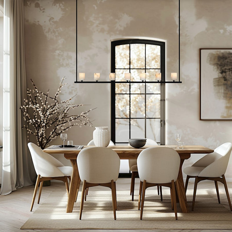 Crystorama Aragon 7 Light Linear Chandelier, Matte Black/White
