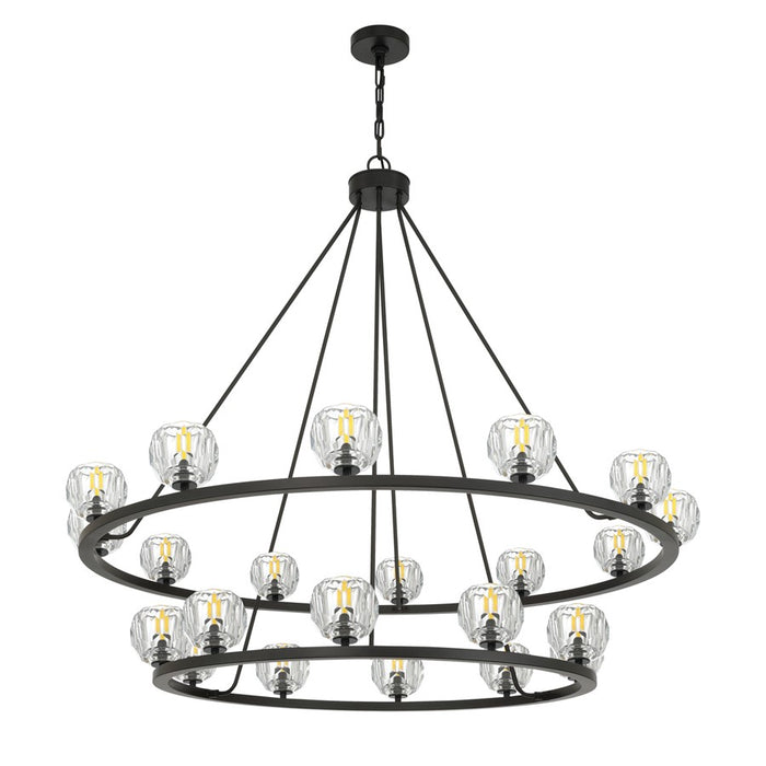 Crystorama Aragon 22 Light 48" Chandelier, Matte Black/Clear