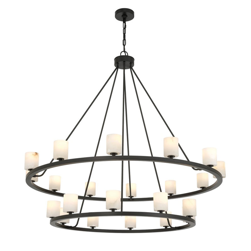 Crystorama Aragon 22Lt 46.75" Chandelier, Matte Black/White
