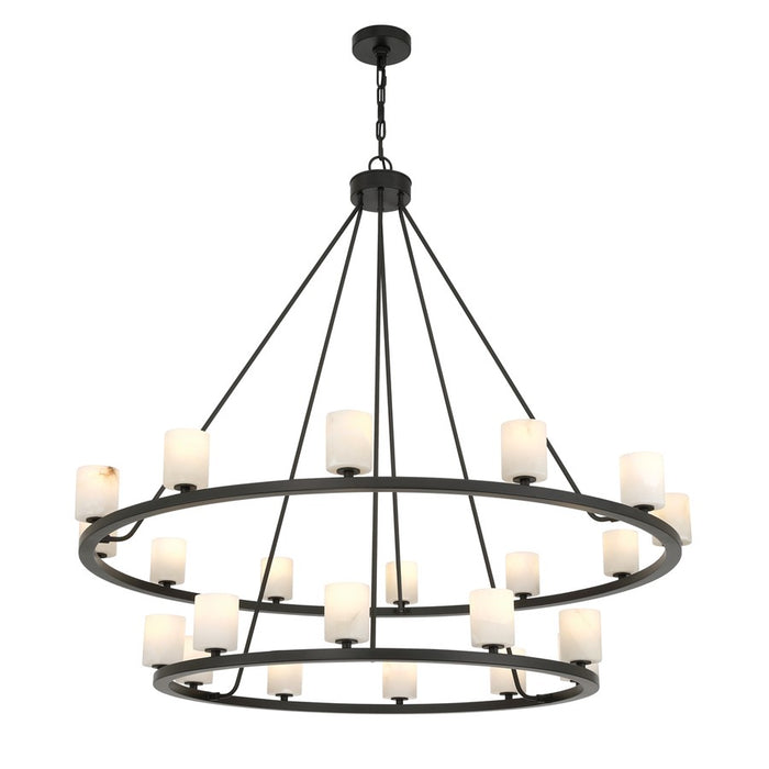 Crystorama Aragon 22Lt 46.75" Chandelier, Matte Black/White - ARA-10268-MK-ST