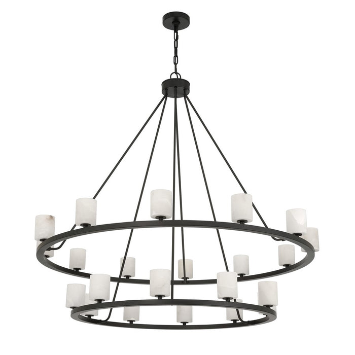 Crystorama Aragon 22Lt 46.75" Chandelier, Matte Black/White