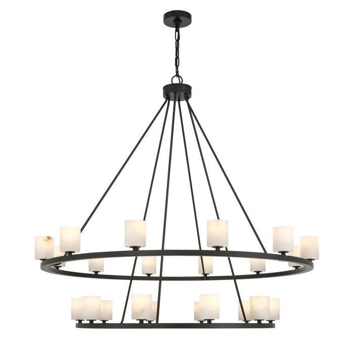 Crystorama Aragon 22Lt 46.75" Chandelier, Matte Black/White