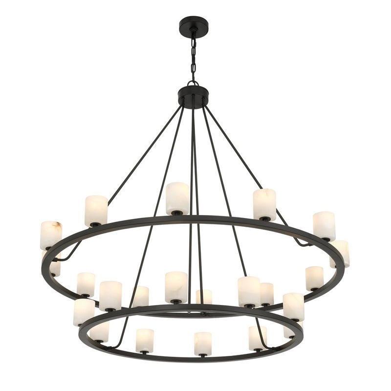 Crystorama Aragon 22Lt 46.75" Chandelier, Matte Black/White