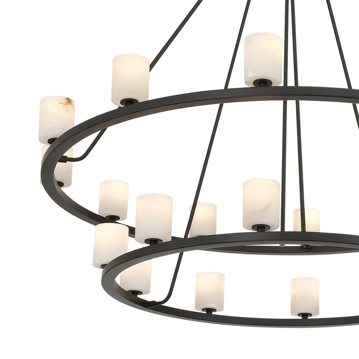 Crystorama Aragon 22Lt 46.75" Chandelier, Matte Black/White