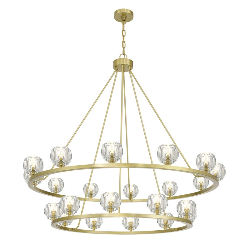 Crystorama Aragon 22 Light 48" Chandelier, Soft Brass/Clear