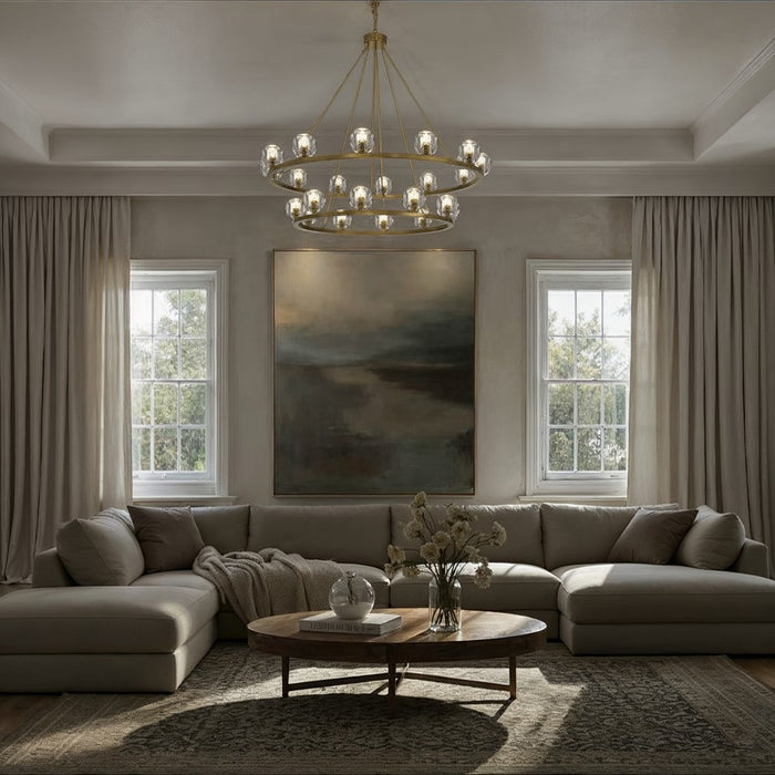 Crystorama Aragon 22 Light 48" Chandelier, Soft Brass/Clear