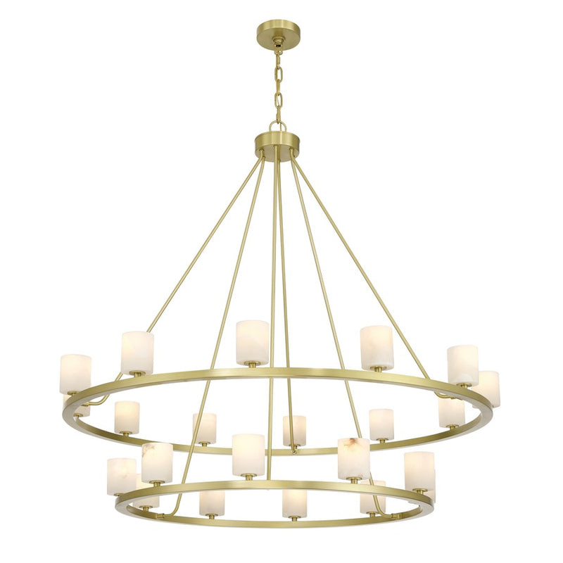 Crystorama Aragon 22 Light 46.75" Chandelier, Soft Brass/White