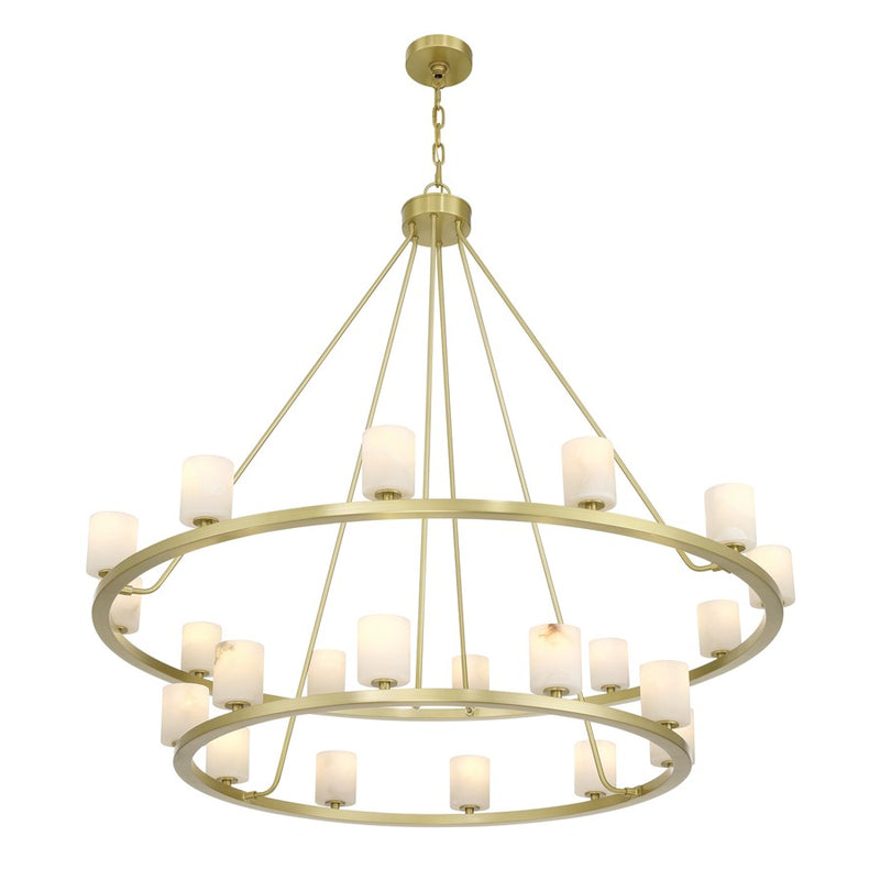 Crystorama Aragon 22 Light 46.75" Chandelier, Soft Brass/White