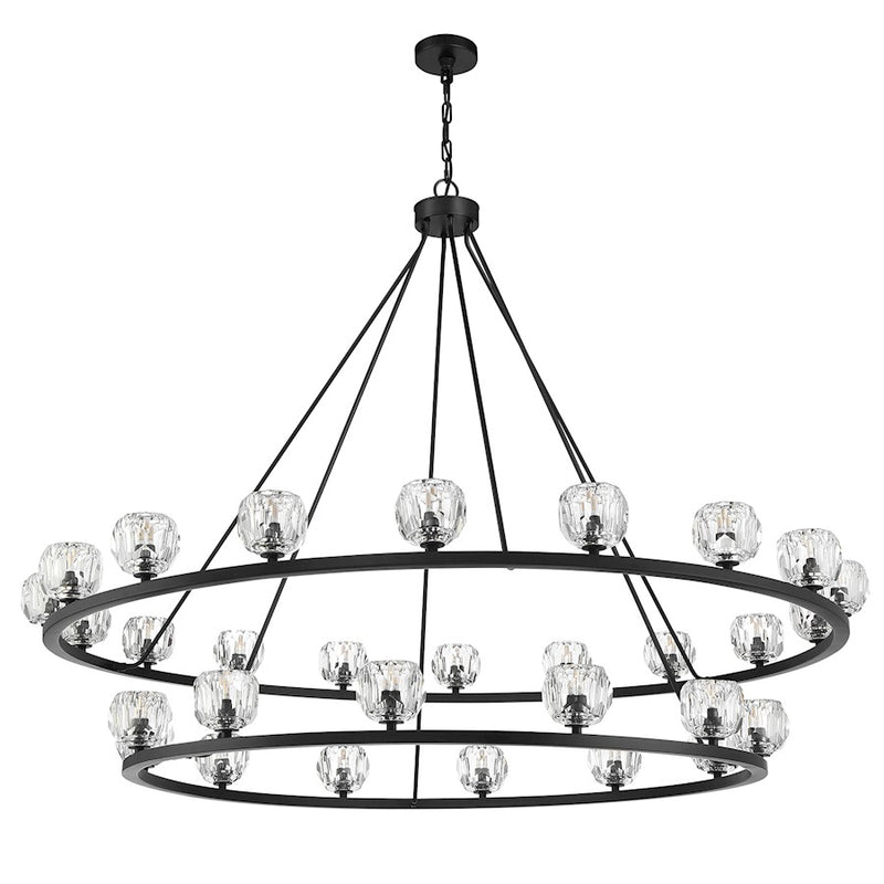 Crystorama Aragon 30 Light Chandelier, Matte Black/Clear
