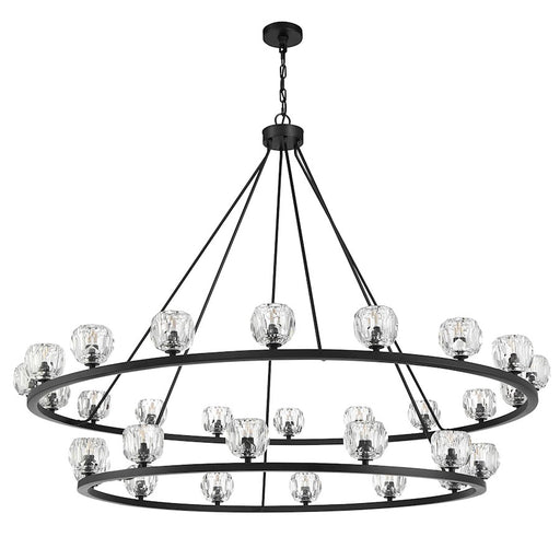 Crystorama Aragon 30 Light Chandelier, Matte Black/Clear