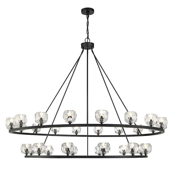 Crystorama Aragon 30 Light Chandelier, Matte Black/Clear