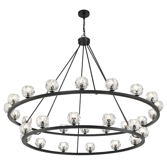 Crystorama Aragon 30 Light Chandelier, Matte Black/Clear