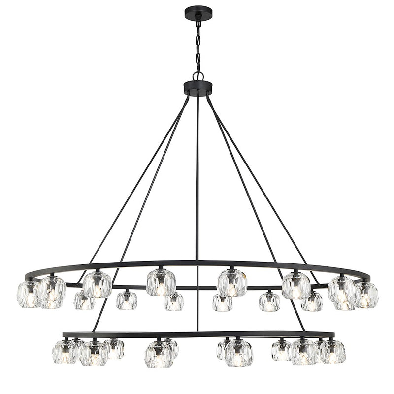 Crystorama Aragon 30 Light Chandelier, Matte Black/Clear
