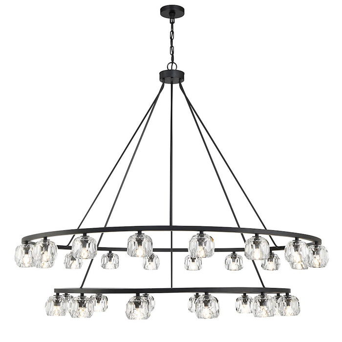 Crystorama Aragon 30 Light Chandelier, Matte Black/Clear