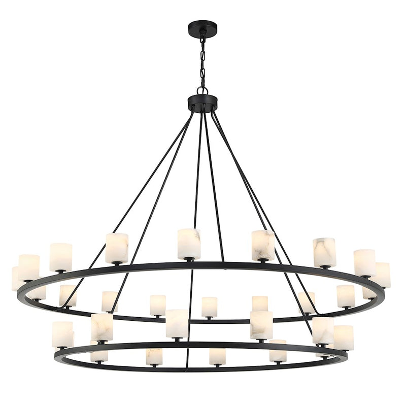 Crystorama Aragon 30 Light Chandelier, Matte Black/White
