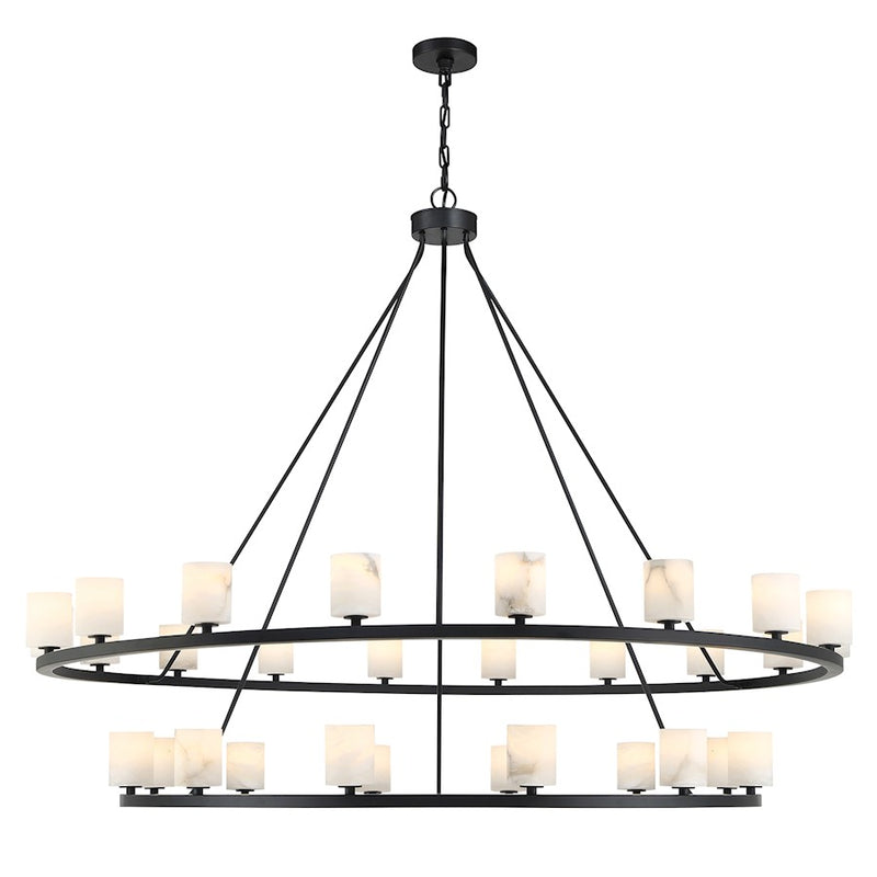 Crystorama Aragon 30 Light Chandelier, Matte Black/White