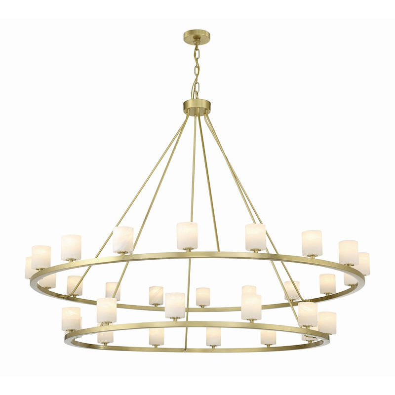 Crystorama Aragon 30 Light Chandelier, Soft Brass