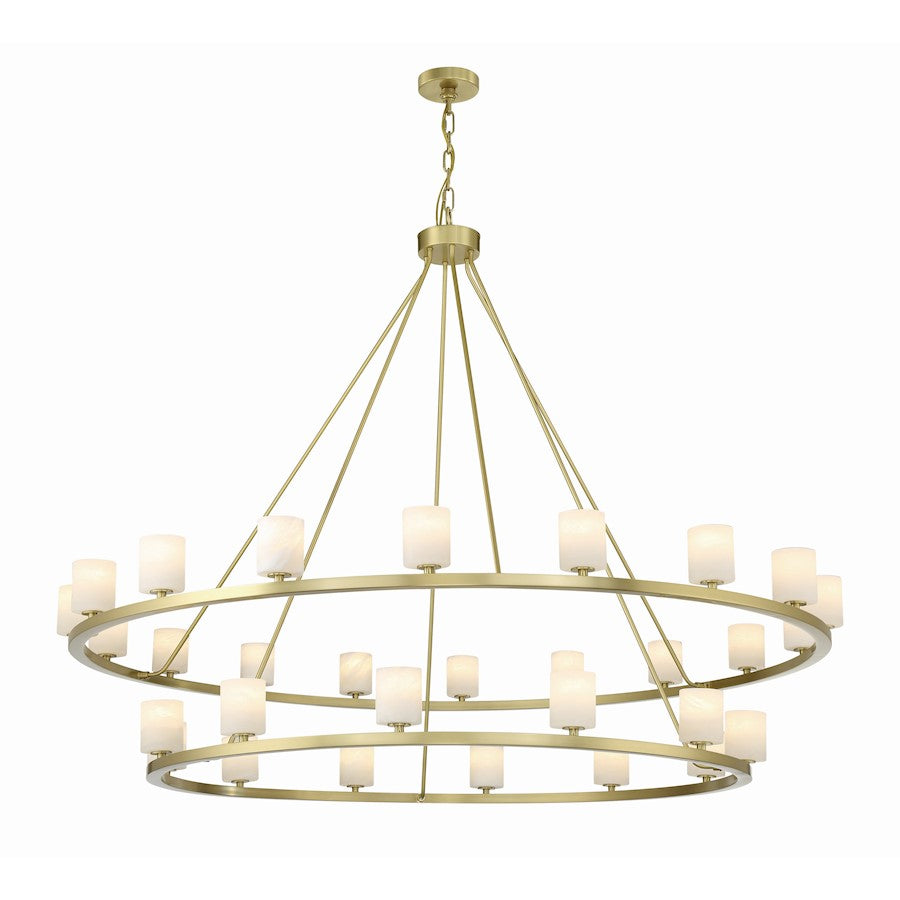 Crystorama Aragon 30 Light Chandelier, Soft Brass