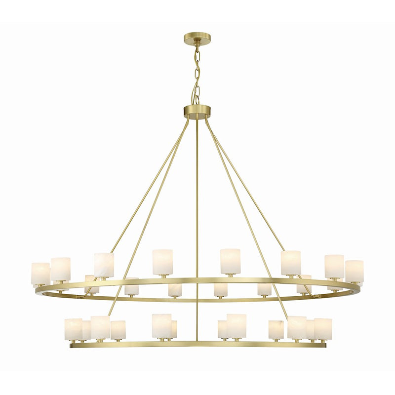 Crystorama Aragon 30 Light Chandelier, Soft Brass