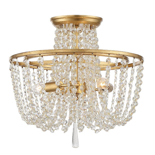 Crystorama Arcadia 3 Light Ceiling Mount, Antique Gold