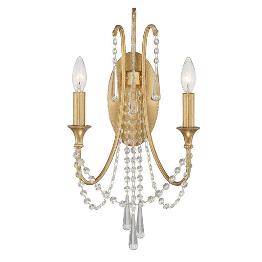 Crystorama Arcadia 2 Light Wall Mount, Antique Gold