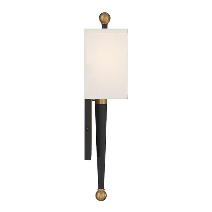 Crystorama Ardson 1 Light Sconce, Matte Black/Vibrant Gold/White