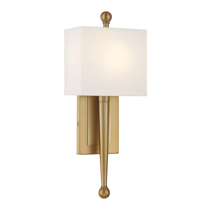Crystorama Ardson 1 Light Sconce, Vibrant Gold/White
