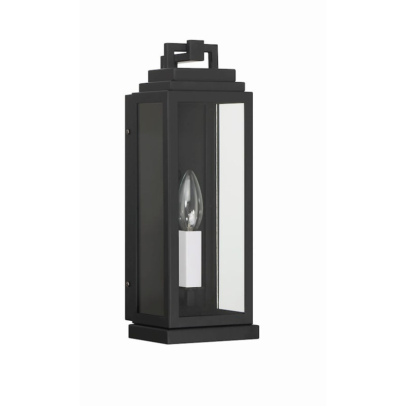 Crystorama Aspen 1 Light Outdoor Sconce, Matte Black