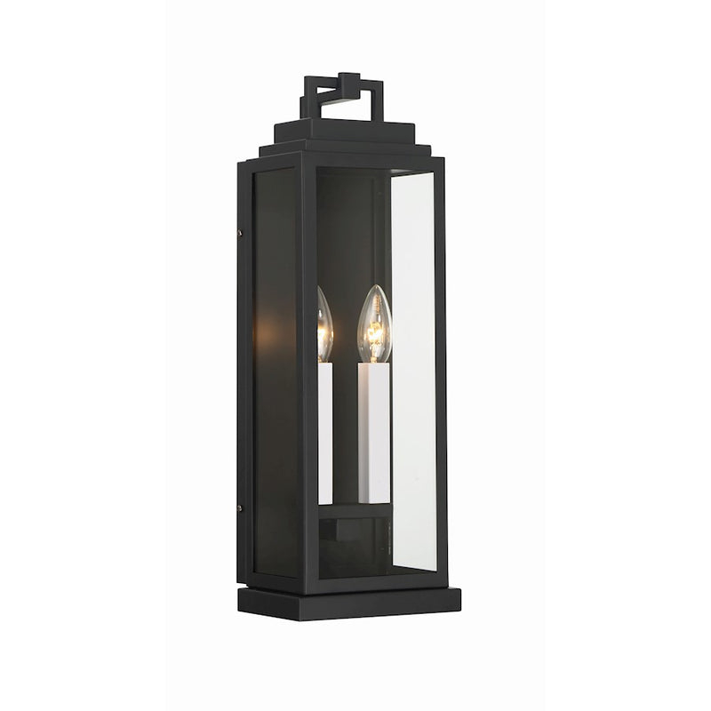 Crystorama Aspen 2 Light Outdoor Sconce, Matte Black