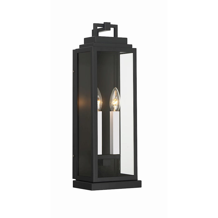 Crystorama Aspen 2 Light Outdoor Sconce, Matte Black
