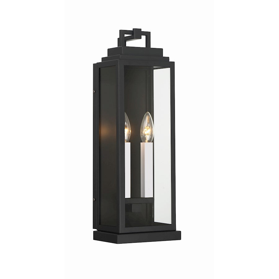 Crystorama Aspen 2 Light Outdoor Sconce, Matte Black