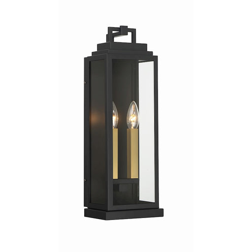 Crystorama Aspen 2 Light Outdoor Sconce, Matte Black
