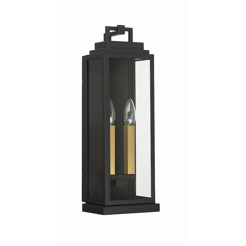 Crystorama Aspen 2 Light Outdoor Sconce, Matte Black