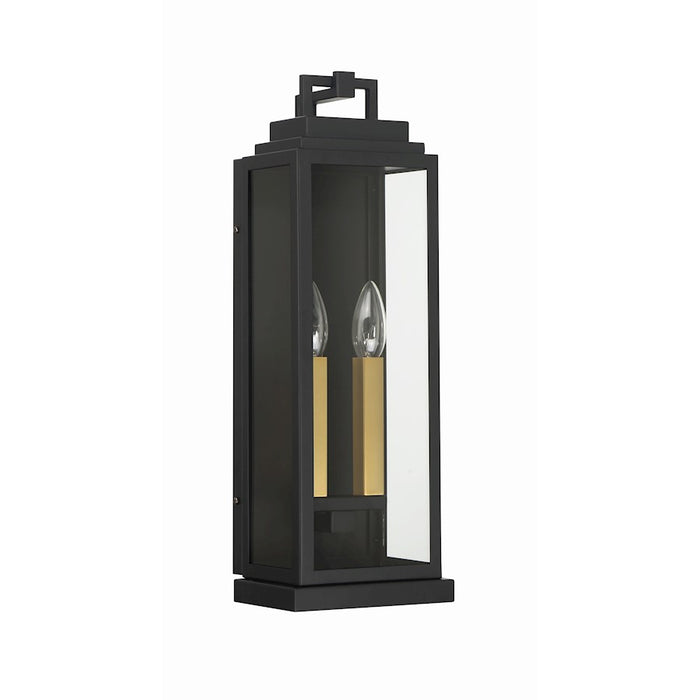 Crystorama Aspen 2 Light Outdoor Sconce, Matte Black