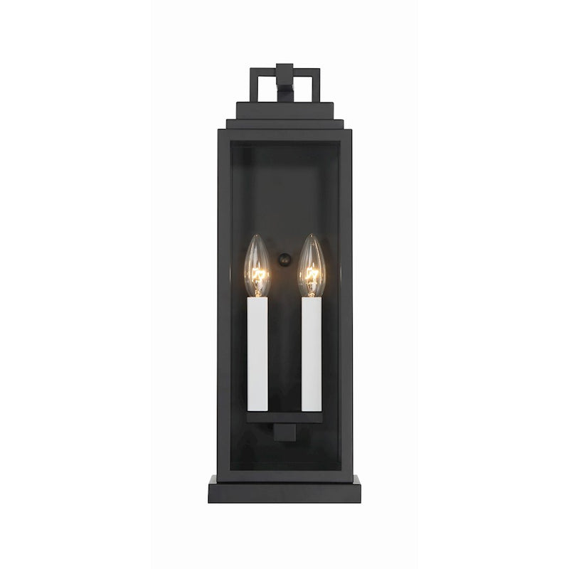 Crystorama Aspen 2 Light Outdoor Sconce, Matte Black