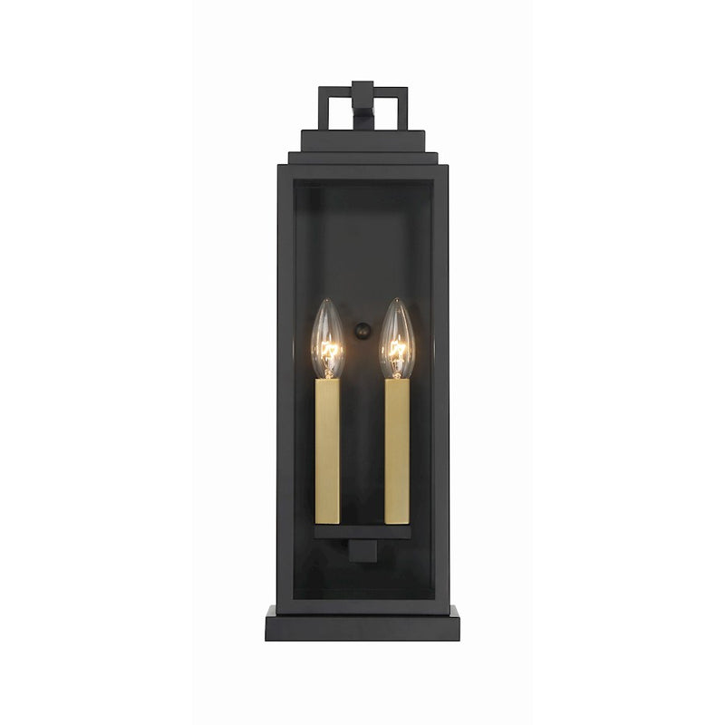 Crystorama Aspen 2 Light Outdoor Sconce, Matte Black