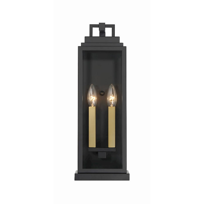 Crystorama Aspen 2 Light Outdoor Sconce, Matte Black