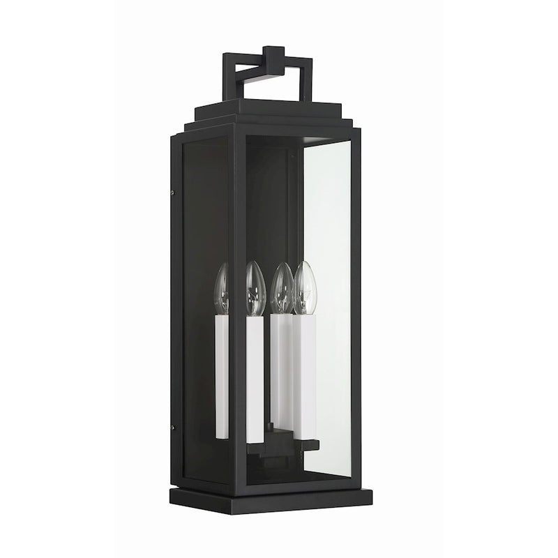 Crystorama Aspen 4 Light Outdoor Sconce, Matte Black