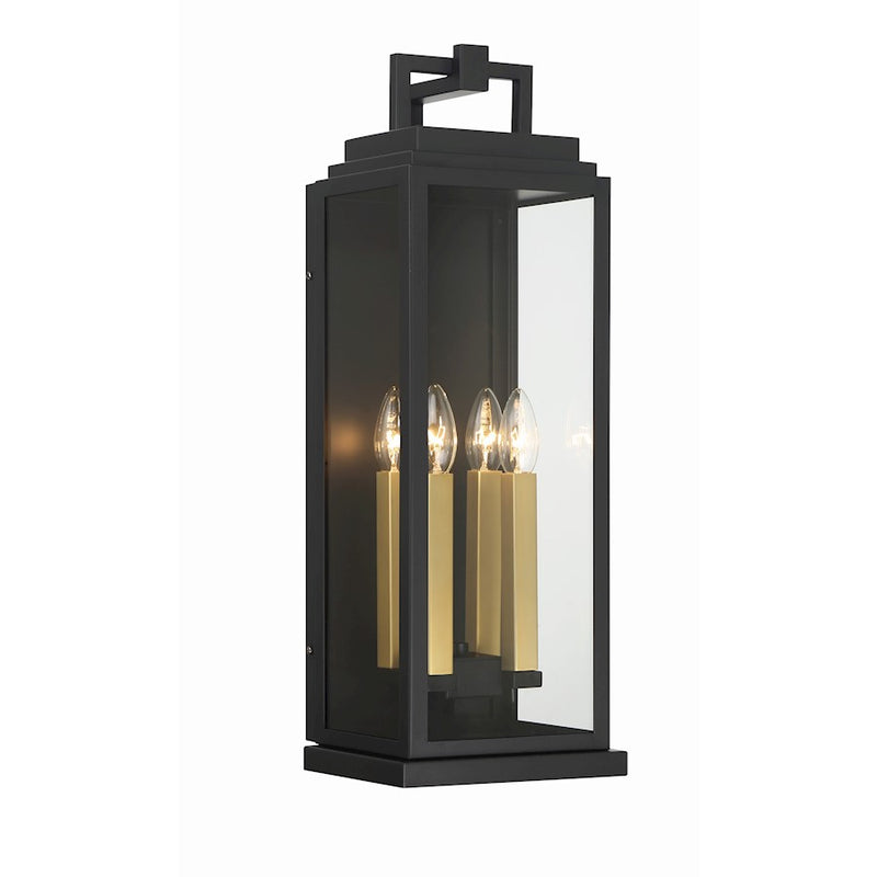Crystorama Aspen 4 Light Outdoor Sconce, Matte Black