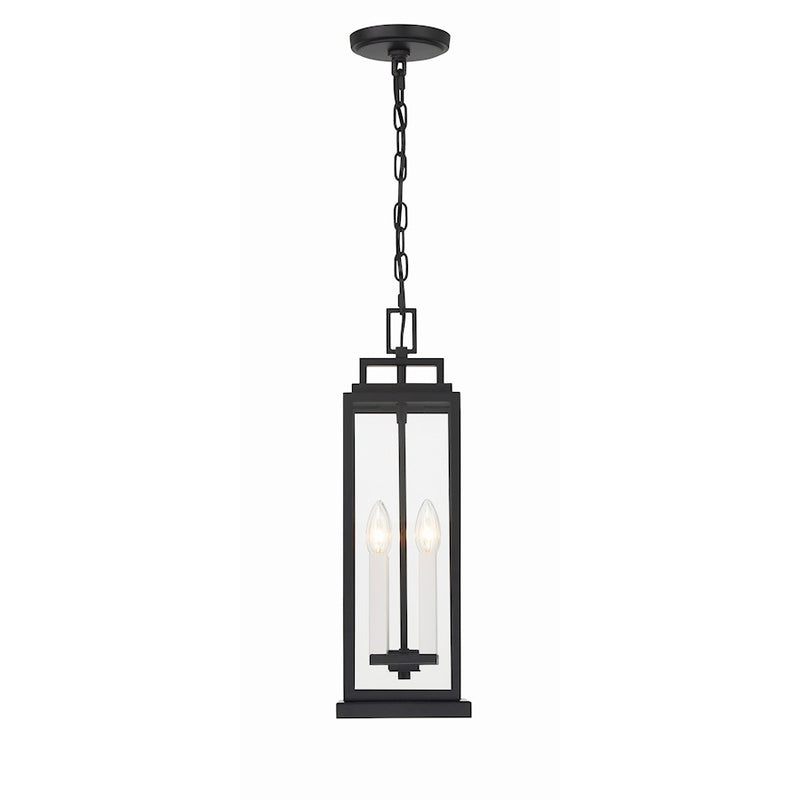 Crystorama Aspen 4 Light Outdoor Pendant, Matte Black
