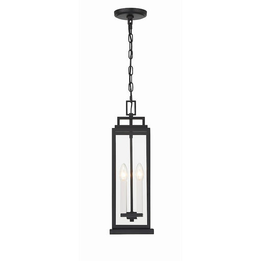 Crystorama Aspen 4 Light Outdoor Pendant, Matte Black