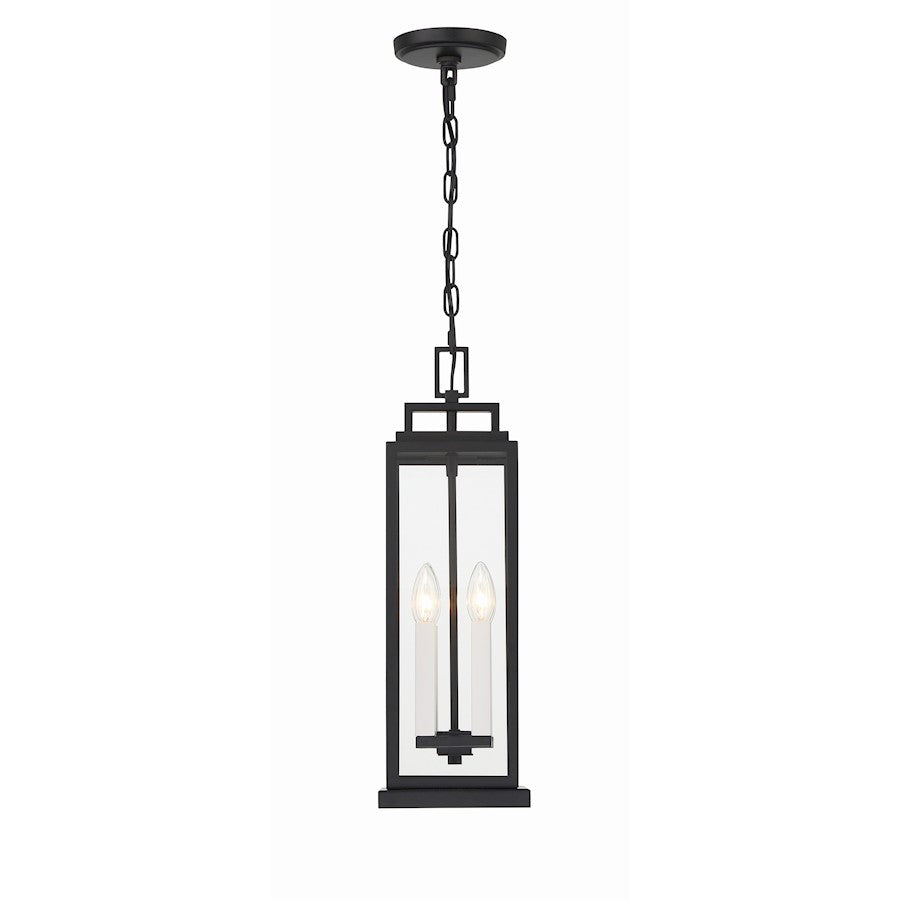 Crystorama Aspen 4 Light Outdoor Pendant, Matte Black