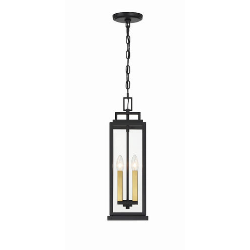 Crystorama Aspen 4 Light Outdoor Pendant, Matte Black