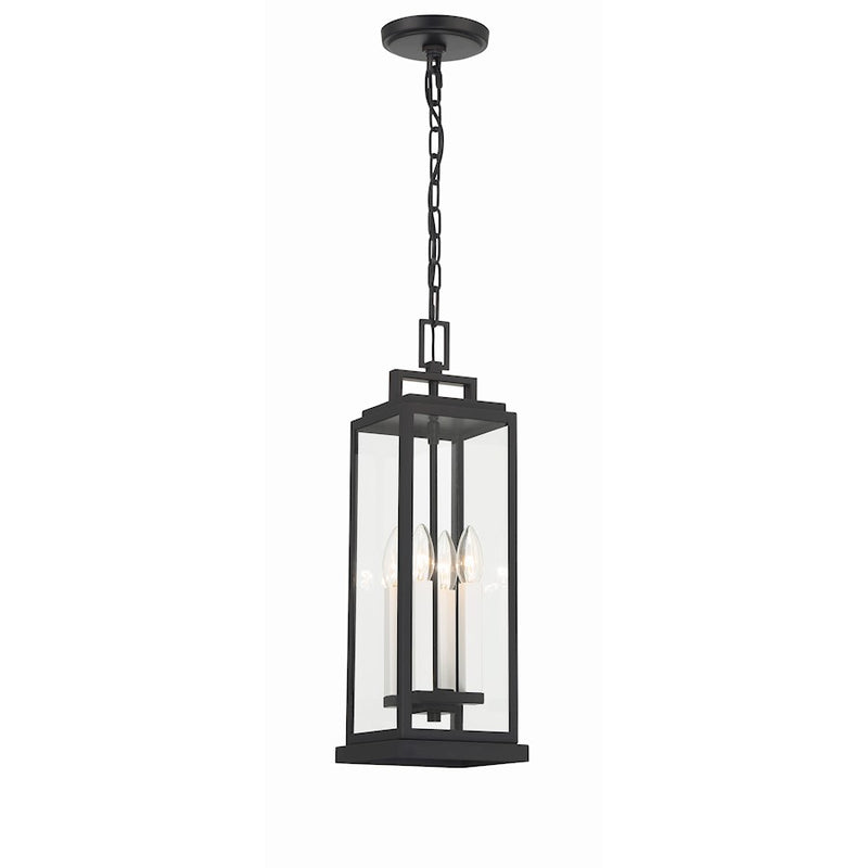 Crystorama Aspen 4 Light Outdoor Pendant, Matte Black