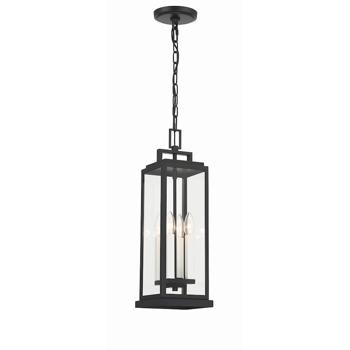 Crystorama Aspen 4 Light Outdoor Pendant, Matte Black