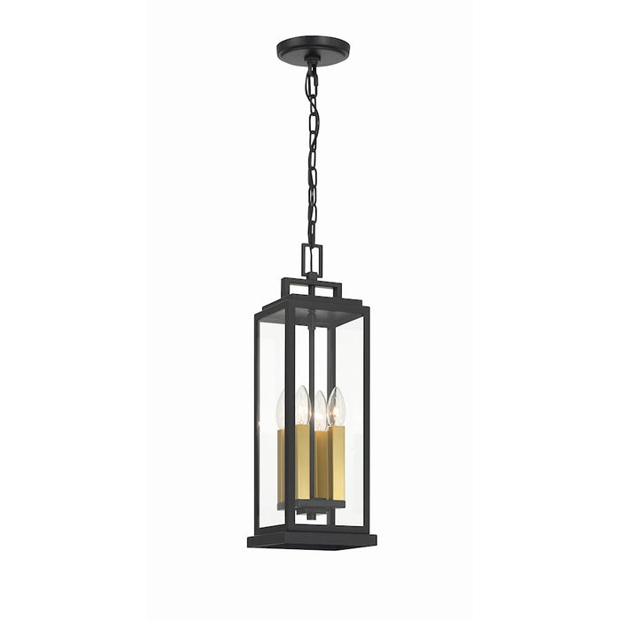 Crystorama Aspen 4 Light Outdoor Pendant, Matte Black