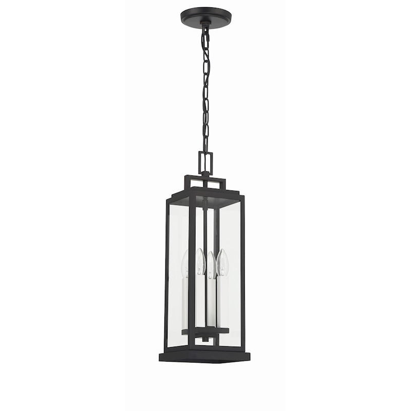 Crystorama Aspen 4 Light Outdoor Pendant, Matte Black
